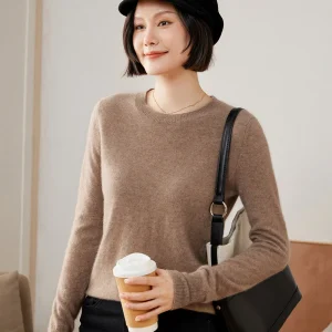 100% Pure Goat Cashmere Knitted Pullovers Hot Sale O-Neck Sweaters Women Soft High Quality Ladies Jumpers Clothes