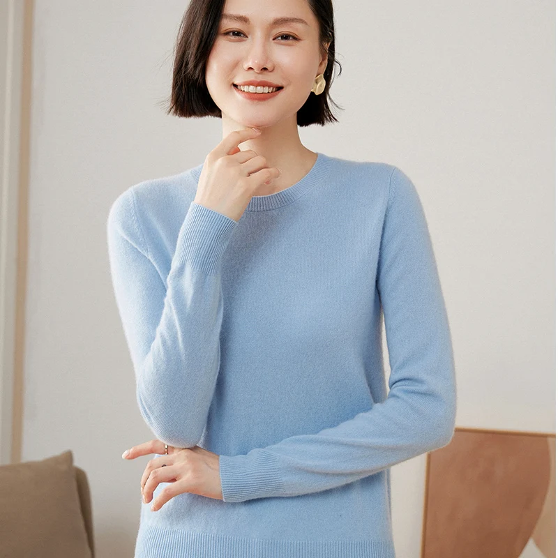 100% Pure Goat Cashmere Knitted Pullovers Hot Sale O-Neck Sweaters Women Soft High Quality Ladies Jumpers Clothes - Image 3