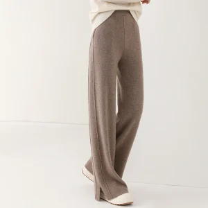 2024 new wool women's pants, high waisted loose cashmere floor pants knitted fashionable hot selling women's wide leg pants