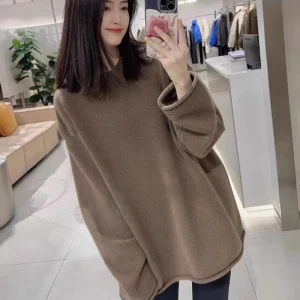 100% pure wool women's sweater O-neck knitted pullover loose Korean version hot selling fashionable cashmere sweater
